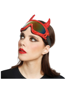 Lunettes masque de ski diable rouge à strass – 18 cm