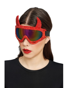 Lunettes masque de ski diable rouge à strass – 18 cm 2