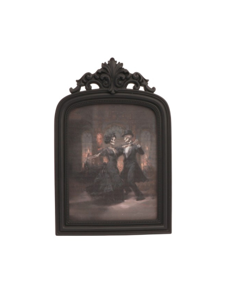 Cadre gothique noir couple de squelettes dansant – 35,5 cm