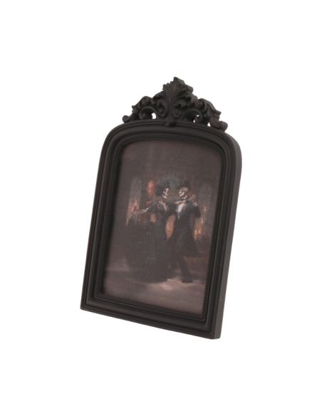 Cadre gothique noir couple de squelettes dansant – 35,5 cm