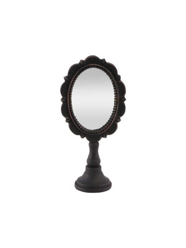 Petit miroir à poser noir en résine avec cadre ovale en relief