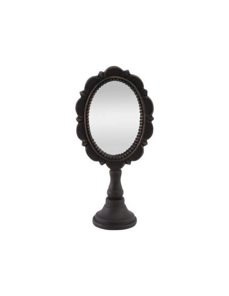Petit miroir à poser noir en résine avec cadre ovale en relief