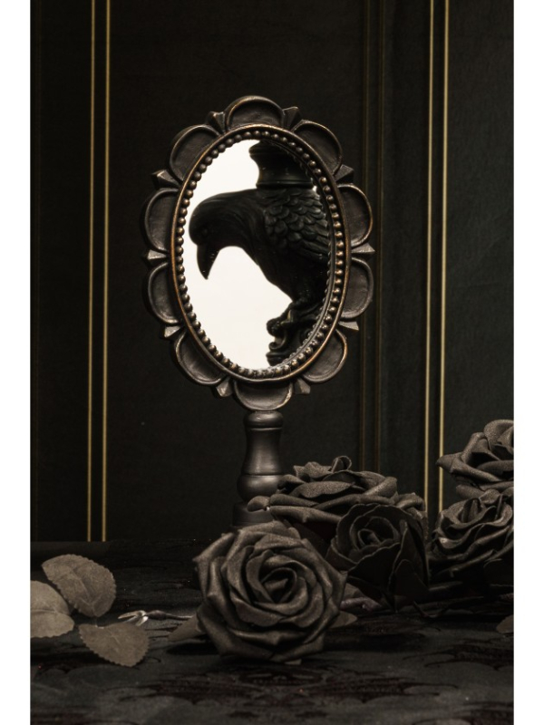 Petit miroir décoratif noir à poser en résine