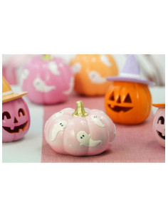 Citrouille rose pastel avec fantômes en résine – Summerween 15,5 cm 2