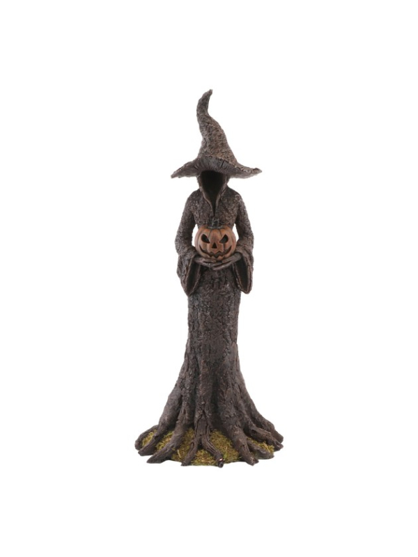 Statue sorcière de la forêt en résine avec citrouille – 40,5 cm