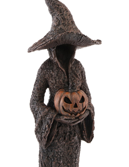 Statue sorcière de la forêt en résine avec citrouille – 40,5 cm