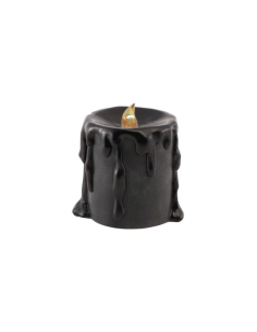 Bougie LED noire effet cire fondue en résine – 10 cm