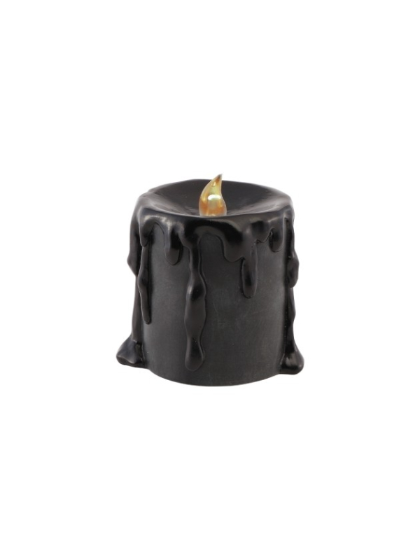 Bougie LED noire effet cire fondue en résine – 10 cm