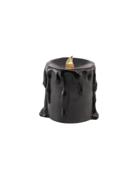Bougie LED noire effet cire fondue en résine – 10 cm