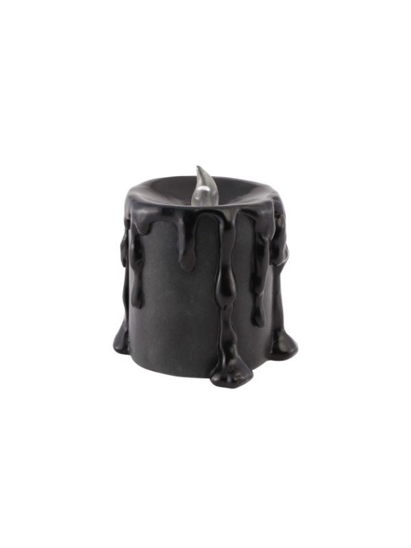 Bougie LED noire effet cire fondue en résine – 10 cm