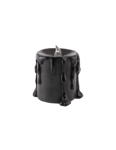 Bougie LED noire effet cire fondue en résine – 10 cm