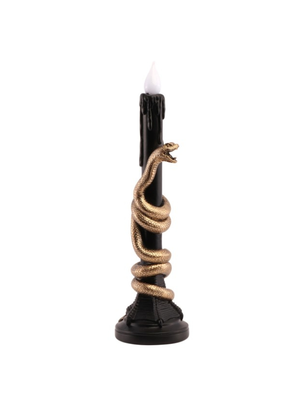 Chandelier LED noir en résine avec serpent doré – 41 cm