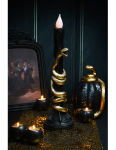 Chandelier LED noir en résine avec serpent doré – 41 cm