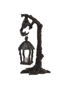 Bougeoir lanterne gothique avec chauve-souris sur branche – 37 cm