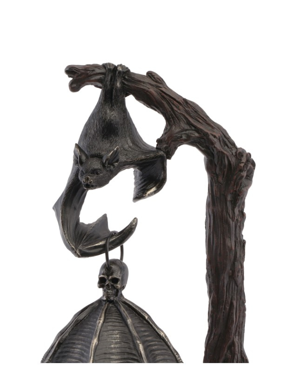 Bougeoir lanterne gothique avec chauve-souris sur branche – 37 cm