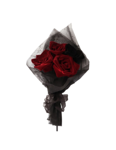 Bouquet 5 roses rouges et noires – Mariée gothique Halloween 45 cm 2