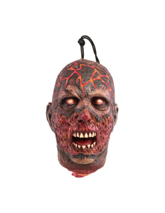 Tête de zombie brûlé à suspendre en latex – 30 cm