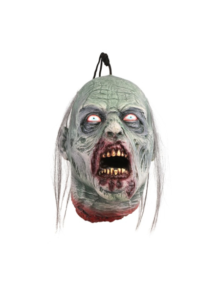 Tête de zombie écorché à suspendre en latex – 25 cm