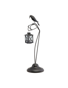 Lanterne gothique avec corbeau sur branche en métal – 50 cm