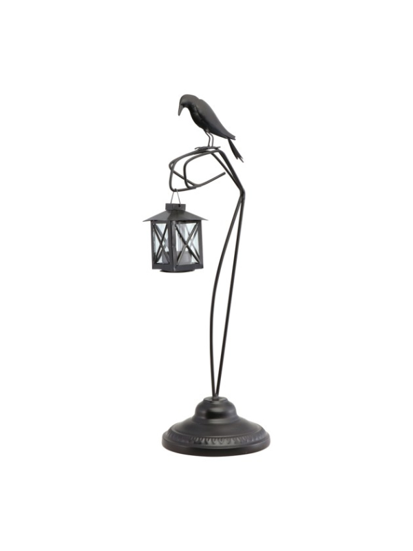 Lanterne gothique avec corbeau sur branche en métal – 50 cm