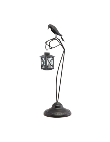 Lanterne gothique avec corbeau sur branche en métal – 50 cm