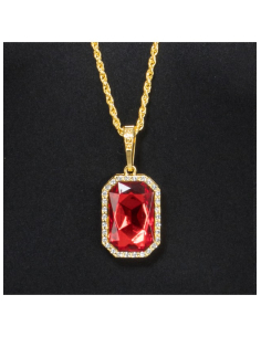 Collier gothique pendentif rouge effet rubis – 72 cm 2