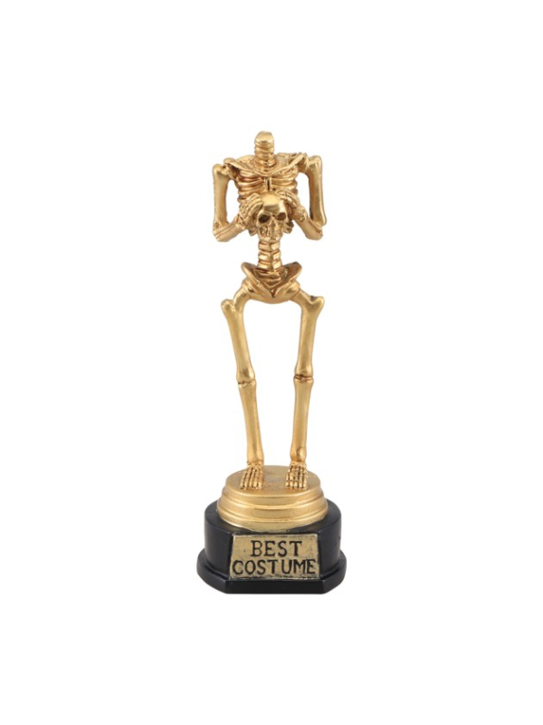 Trophée meilleur déguisement Halloween squelette doré – 18 cm