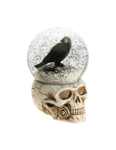 Boule à neige gothique corbeau, crâne et rose – 15,6 cm