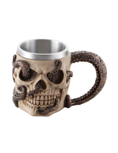 Mug tête de mort et poulpe en résine – 16,3 cm