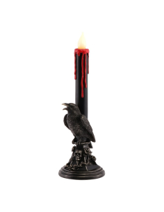 Chandelier LED gothique avec corbeau noir et cire rouge – 45,5 cm