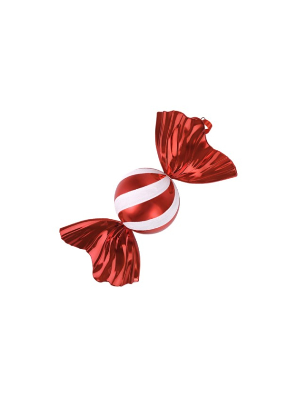 Bonbon géant de Noël rouge et blanc à suspendre – 40 cm