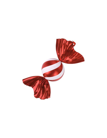 Bonbon géant de Noël rouge et blanc à suspendre – 40 cm