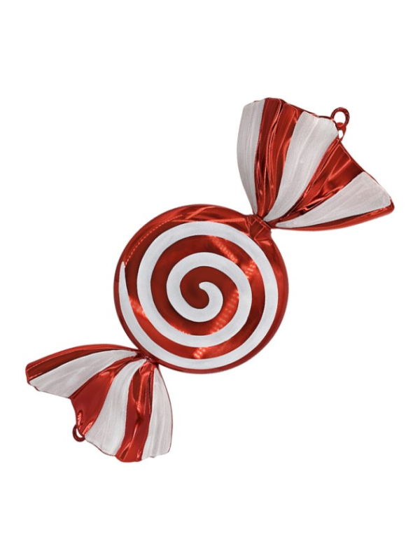 Bonbon géant de Noël rouge et blanc à suspendre – 72 cm