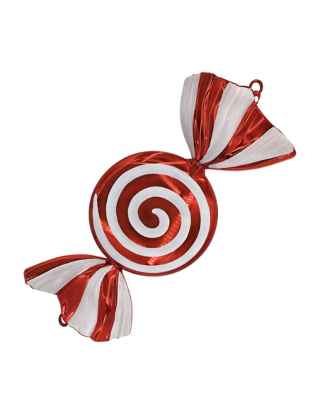 Bonbon géant de Noël rouge et blanc à suspendre – 72 cm
