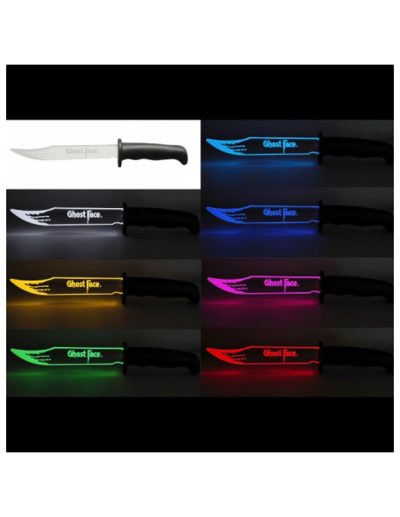 Couteau Ghost Face® LED multicolore 33 cm – officiel Fun World