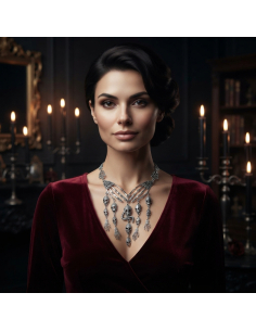 Collier gothique, Halloween, crânes, squelette, métal.
