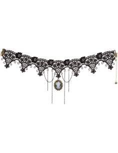 Collier ras-de-cou gothique baroque noir avec camée – femme 2