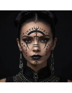 Bijoux visage adhésifs sorcière noirs pailletés – Halloween