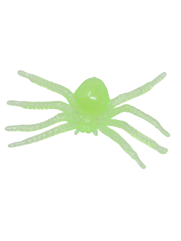 Lot de 10 araignées fluorescentes vertes Halloween 5 cm