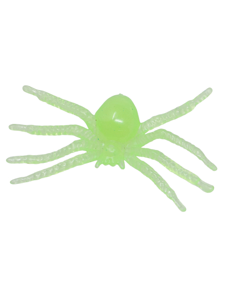 Lot de 10 araignées fluorescentes vertes Halloween 5 cm