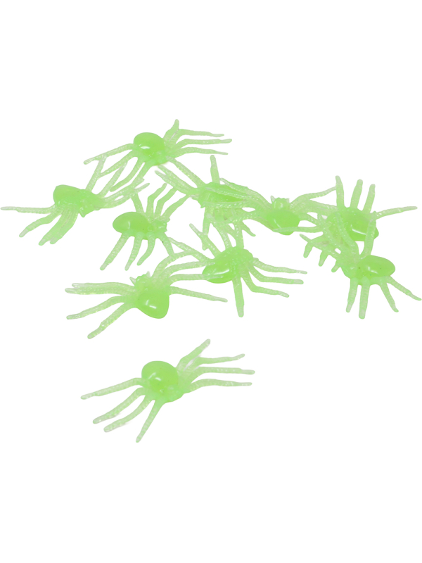 Lot de 10 araignées fluorescentes vertes Halloween 5 cm