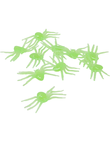 Lot de 10 araignées fluorescentes vertes Halloween 5 cm