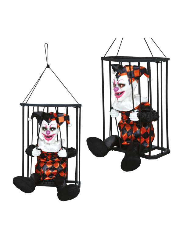 Automate Halloween clown en cage animé – lumière, son et mouvement