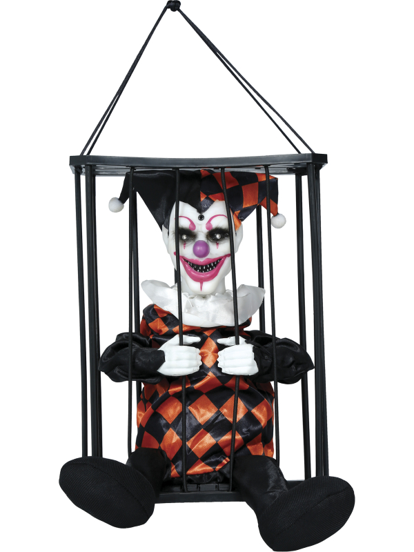 Automate Halloween clown en cage animé – lumière, son et mouvement
