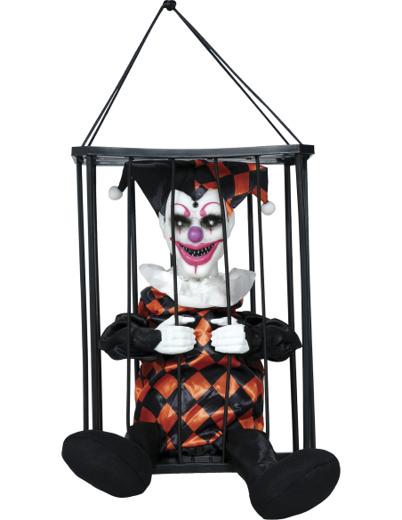 Automate Halloween clown en cage animé – lumière, son et mouvement