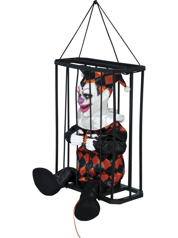 Automate Halloween clown en cage animé – lumière, son et mouvement