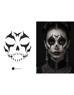 Bijoux adhésifs visage squelette pailletés 2