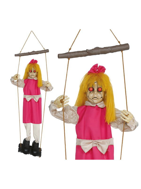 Automate Halloween fillette sur balançoire 105 cm – tremble, hurle et yeux rouges