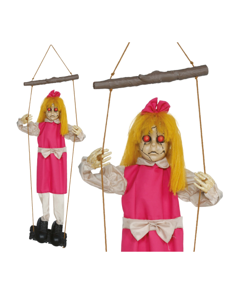 Automate Halloween fillette sur balançoire 105 cm – tremble, hurle et yeux rouges