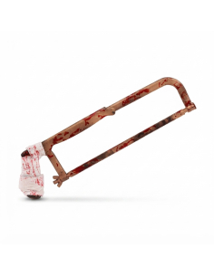Scie factice ensanglantée Halloween en plastique – 45 cm